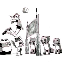 Volleyball, dog, panda, and Minecraft?